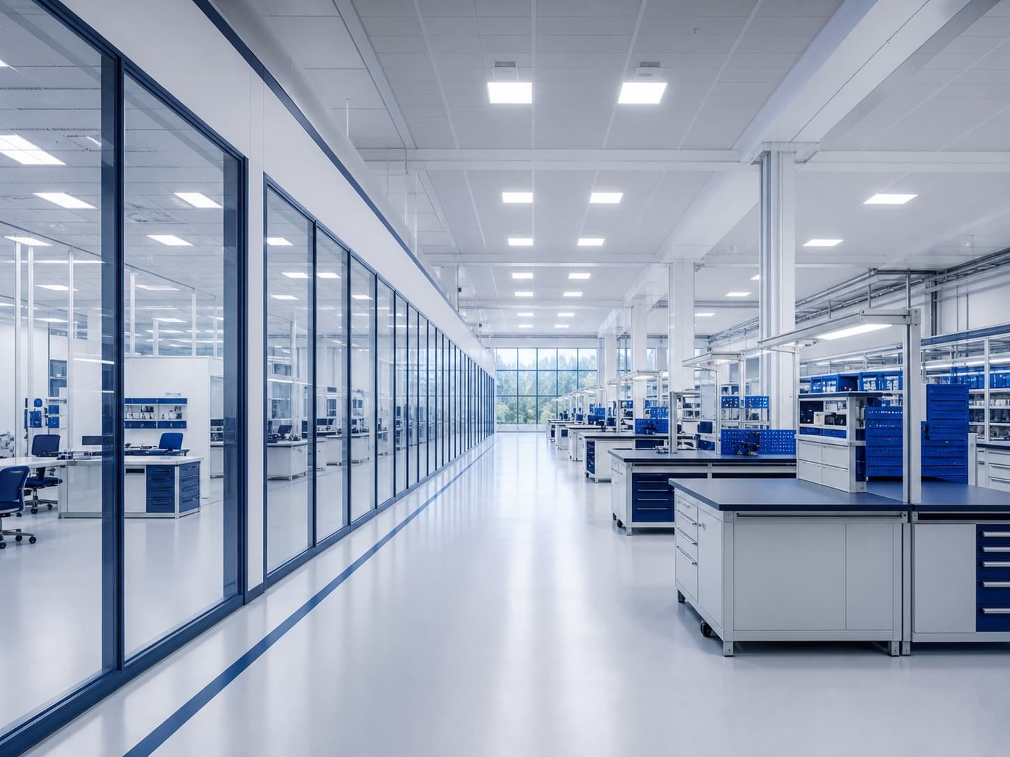 AI-generated preview visual of a modern manufacturing facility interior.